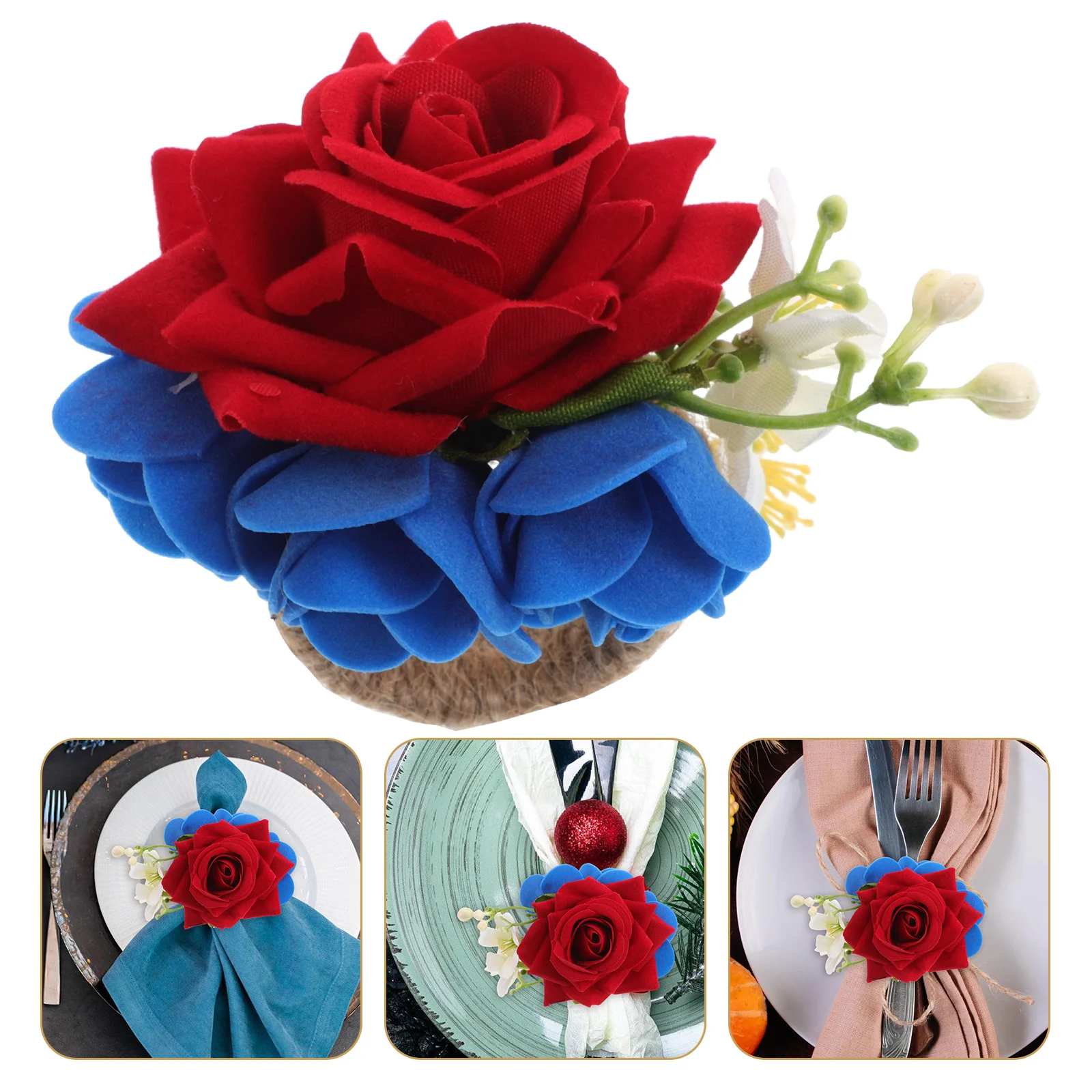 

Artificial Flower Napkin Ring Faux Serviette Rings Buckle Independence