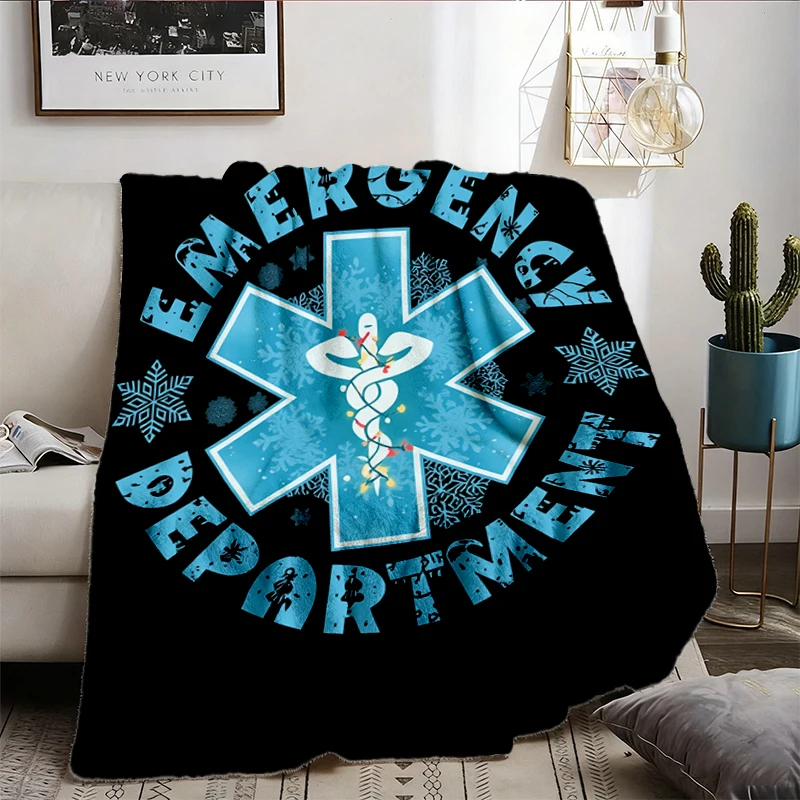 Christmas ER Nurse Flannel Blanket, Winter ED Nurse Flannel Throw Emergency Department RN Cozy Blanket