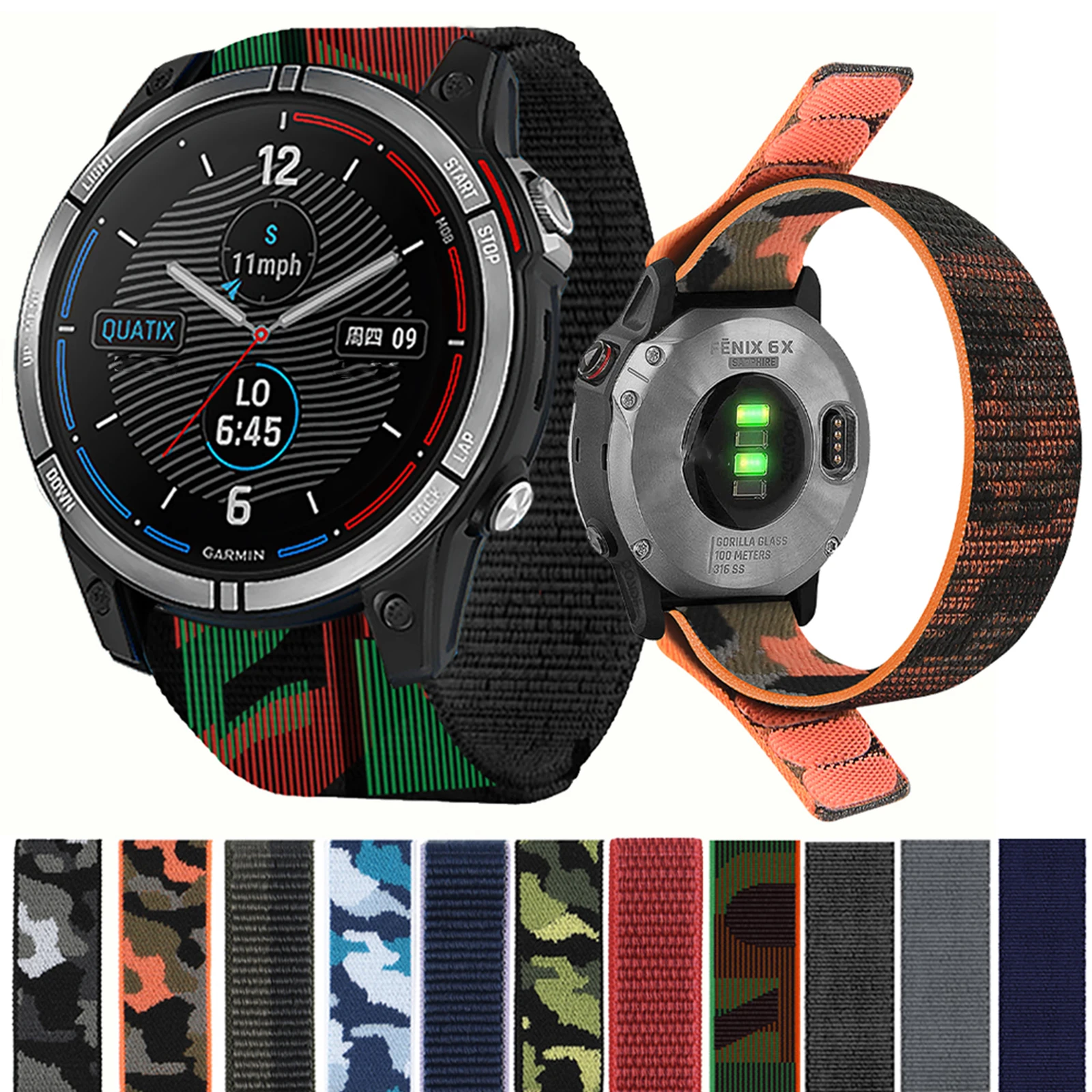 20mm 22mm 26mm Hook Loop Nylon Strap For Garmin Enduro Watch Band Fenix 6 6X Pro 3 5X Plus MK2i Forerunner 945 Wristband