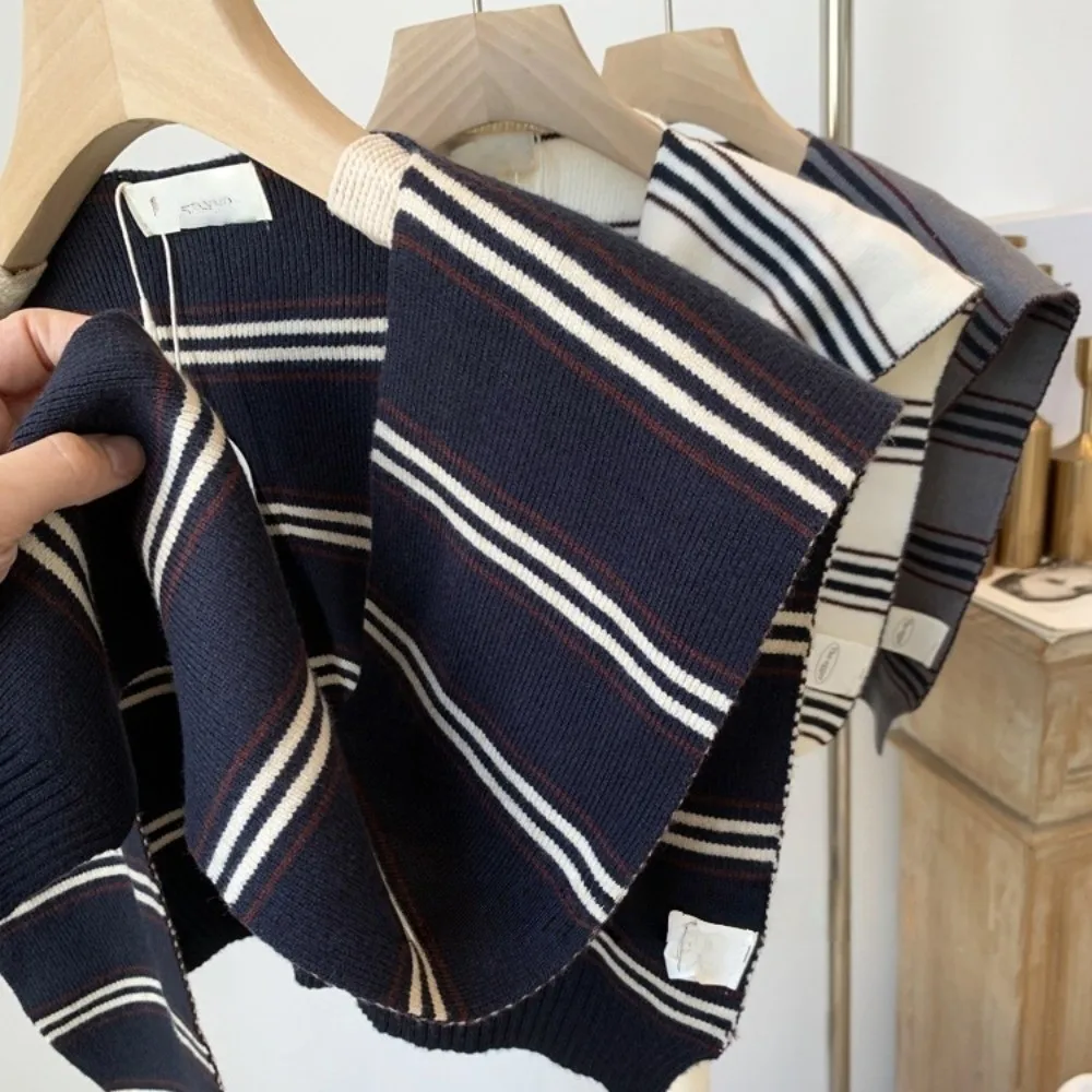 Chal de punto clásico Simple para hombre, capa, bufanda a rayas, estilo coreano, cuello falso anudado, decoración de ropa