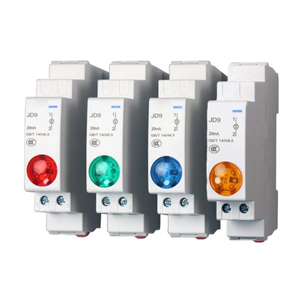 Din Rail Mount LED Signal Lamp Button Switch Series AC/DC 24V Indicating Indication Pilot Lights Green Momentary Latching