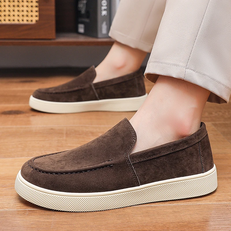 Men's Casual Shoes Suede Leather Loafers Classic British Style Men Shoes Lightweight Soft Moccasins Male Slip on Driving Flats