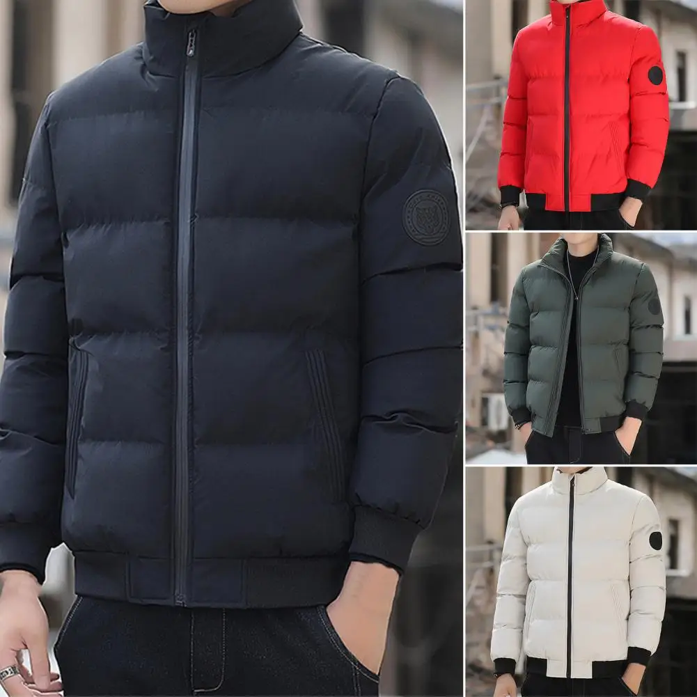 Chaqueta acolchada de algodón para hombre, abrigo de manga larga con cuello levantado y cremallera, de talla grande, a prueba de frío, con bolsillos gruesos, Parkas de moda