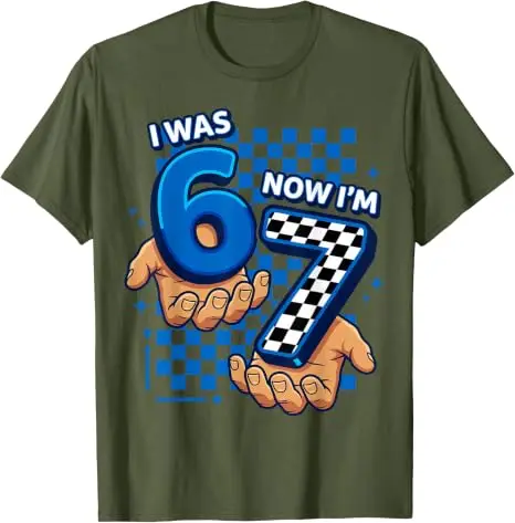 Ich war 6, jetzt bin ich 7. 7. Geburtstag 6 7 Geburtstag Jungen T-Shirt Y2k Mode 67 Six Seven Grafik-Bekleidung Rennsportliebhaber Weiches Baumwoll-T-Shirt – Detail 11