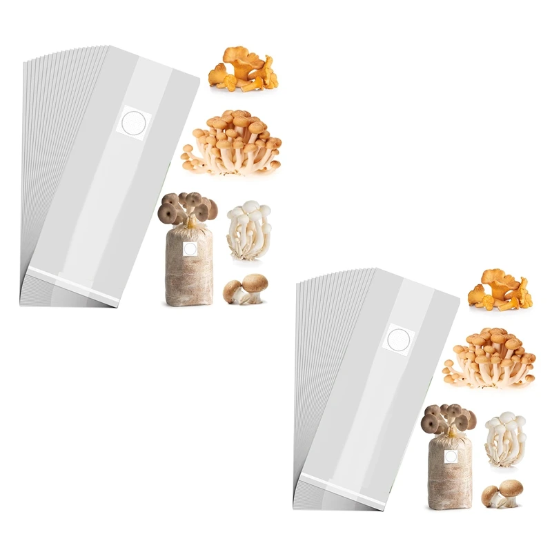 Saco de Spawn de cogumelo de 25 pacotes 8X5x20 polegadas com respirável para substratos rasgo forte