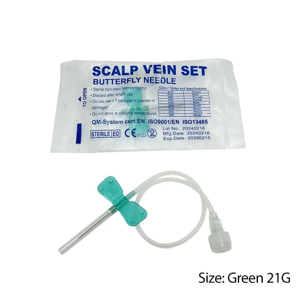 100pcs/lot Disposable Scalp Vein Set Pet Medical Blood Infusion Needles Safety Sterile Butterfly Needle 21g 23g 25g