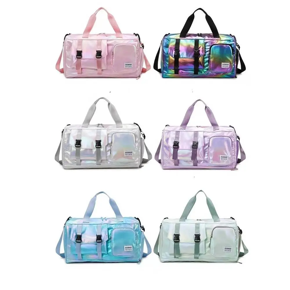Pearl Glossy Gym Bag Wet Dry Separation Waterproof Fitness Training Handbag Large Capacity Carry-On Weekender Gym Tote Sports