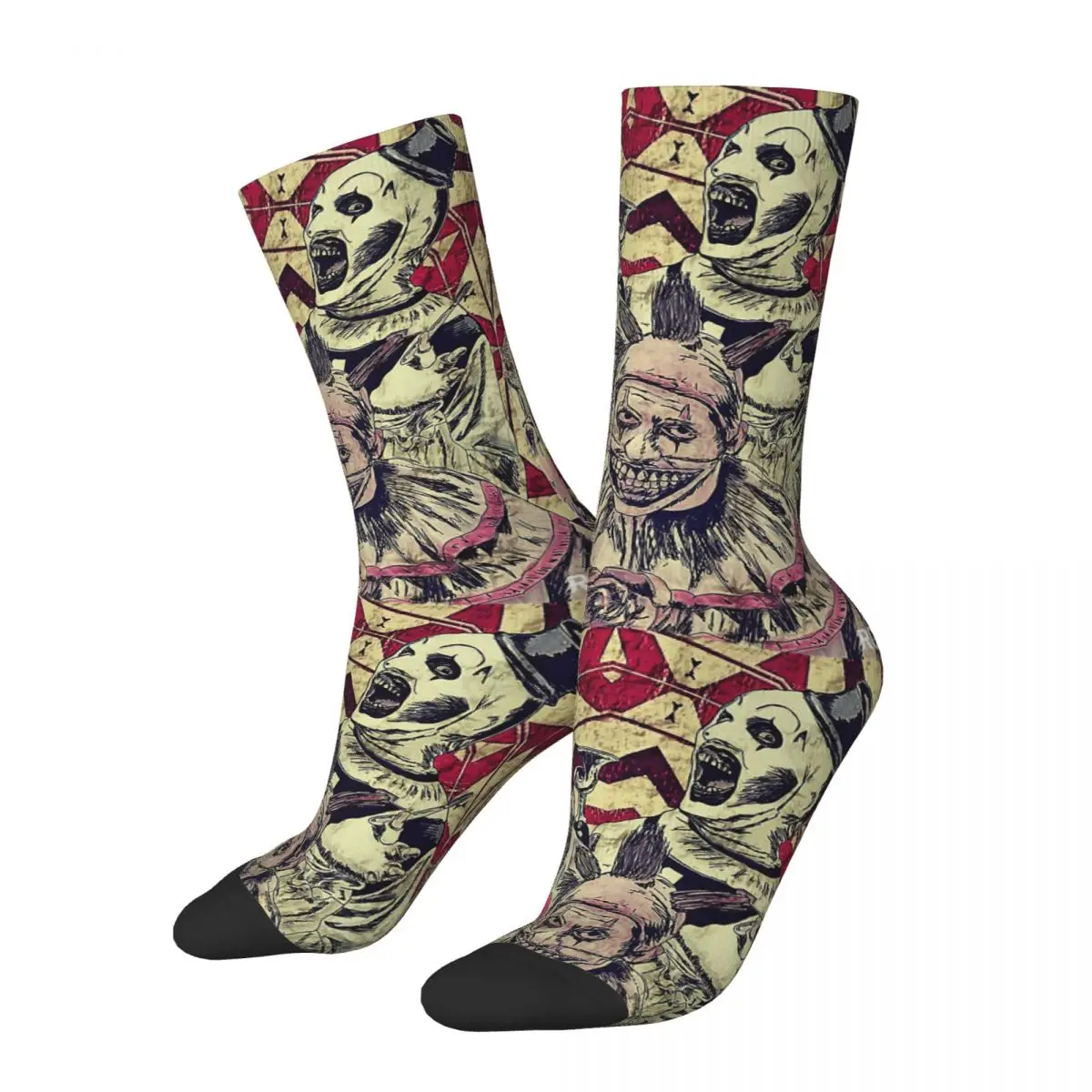 Funny Happy Men\'s compression Socks The Clowns Slasher Big Mouth Smile Vintage Harajuku Terrifier Hip Hop Casual Crew Sock