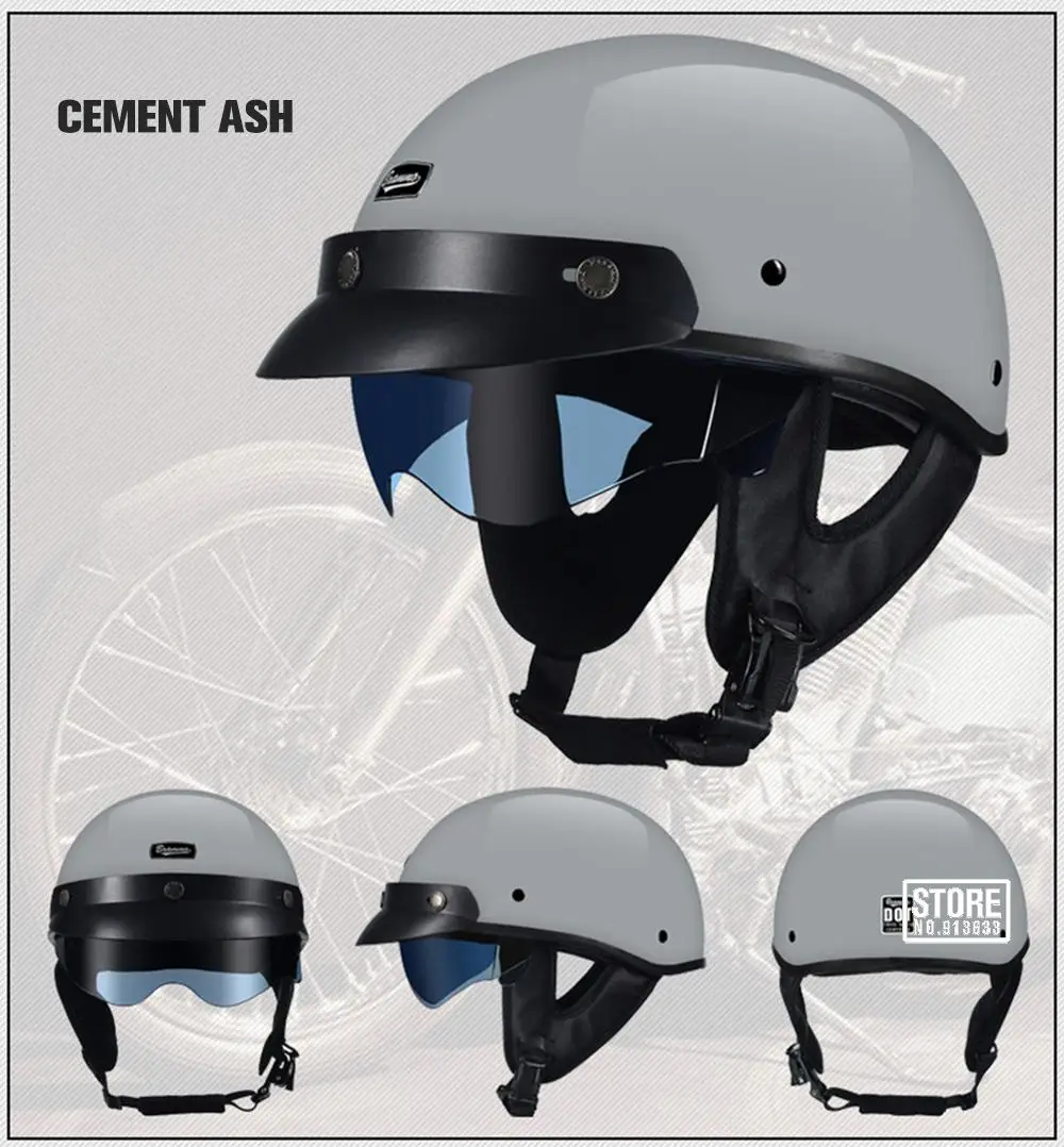 Retro Motorrad Helm DOT Zertifizierung Moto Helm Männer Frauen Halb Helm HD Objektiv Casco Vier Jahreszeiten Reiten Roller Capacetes – Detail 28