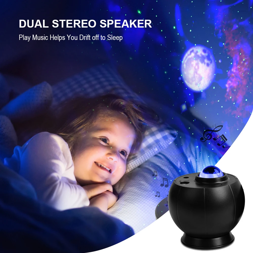 LED Star Galaxy Starry Sky Projector Night Light Built-in Bluetooth-Speaker for Home Bedroom Decoration Child Kids Present