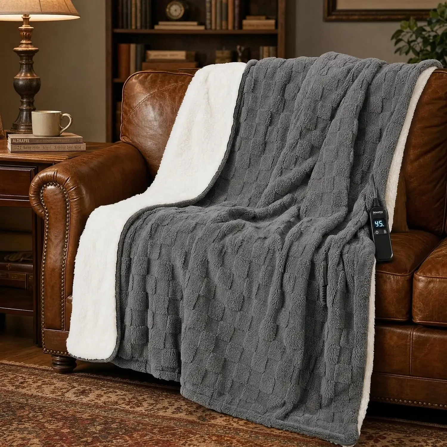 Heated Weighted Blanket for Adults, 15 lbs, Weighted Beads, 48 X 72 Inches