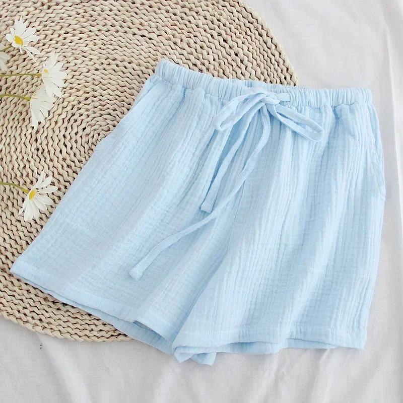 100% Cotton Muslin Summer Shorts For Women Casual White Solid High Waist Pajama Shorts Soft Comfortable Sweatshorts Beach Pant