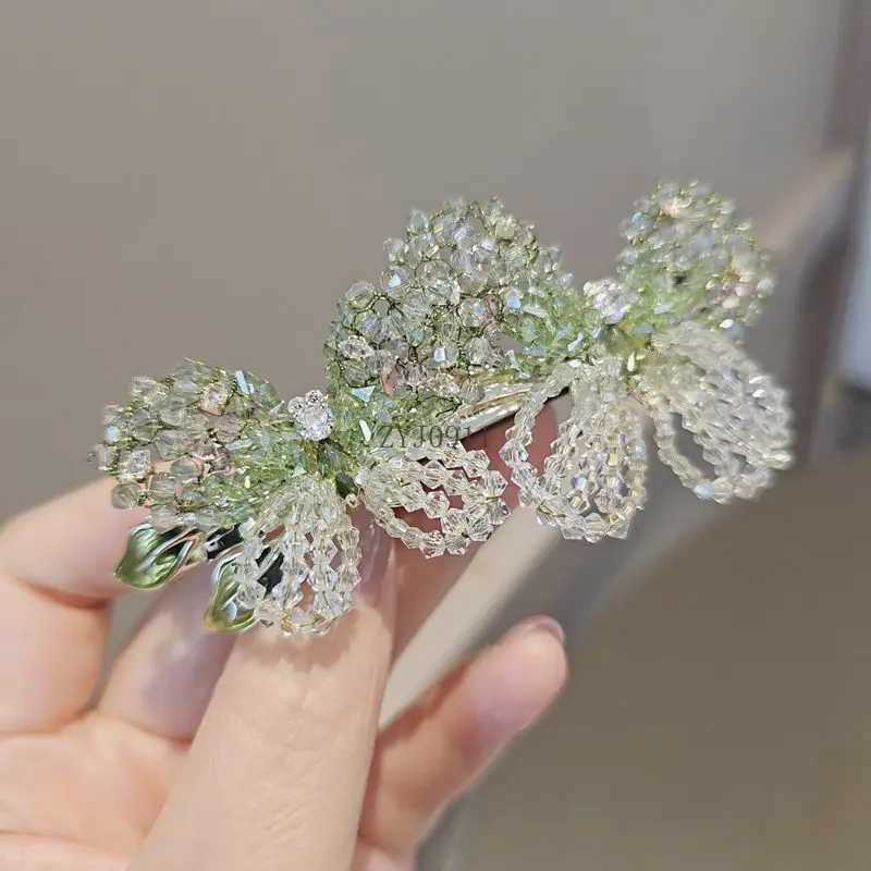 優しく明るい手編みの徐々に変化する蝶の高級横クリップ ハーフヘアピン プレートヘアピン