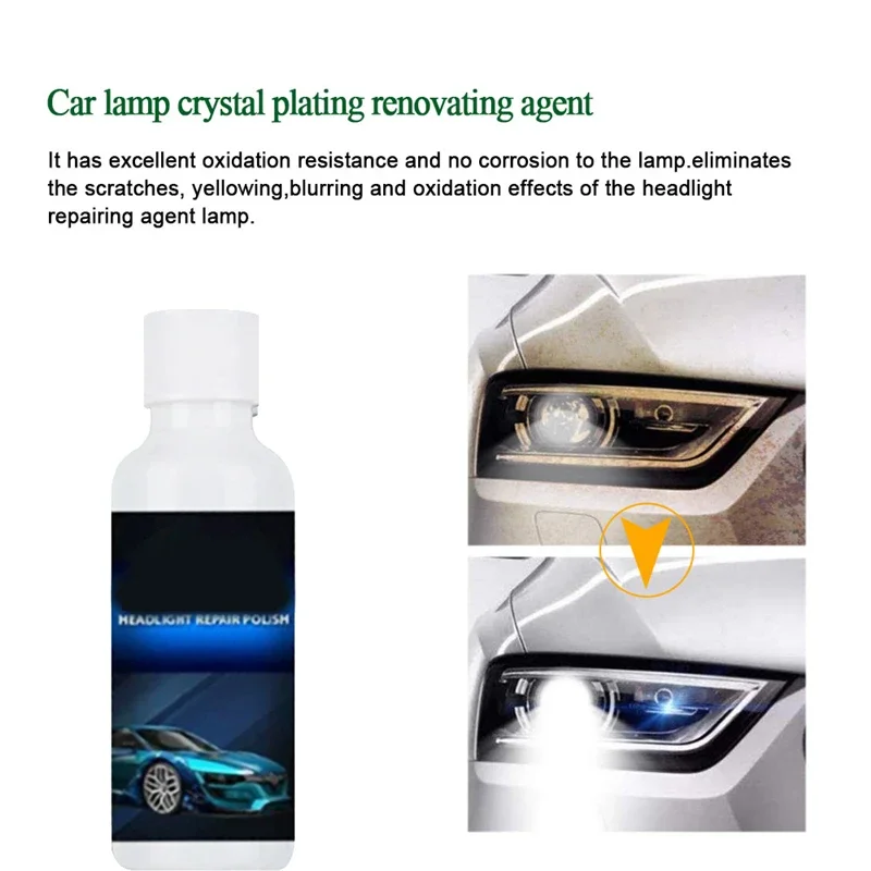 2 pçs/lote 30 ml carro auto farol renovação agente de reparo revestimento carro conjunto líquidos arranhões oxidação polimento casaco