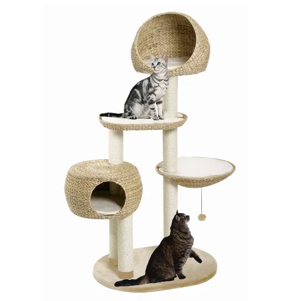 

Factory Direct Price Pet Products Sisal post cat furniture Paradise Banana Leaf Cat Scratch Post Tree