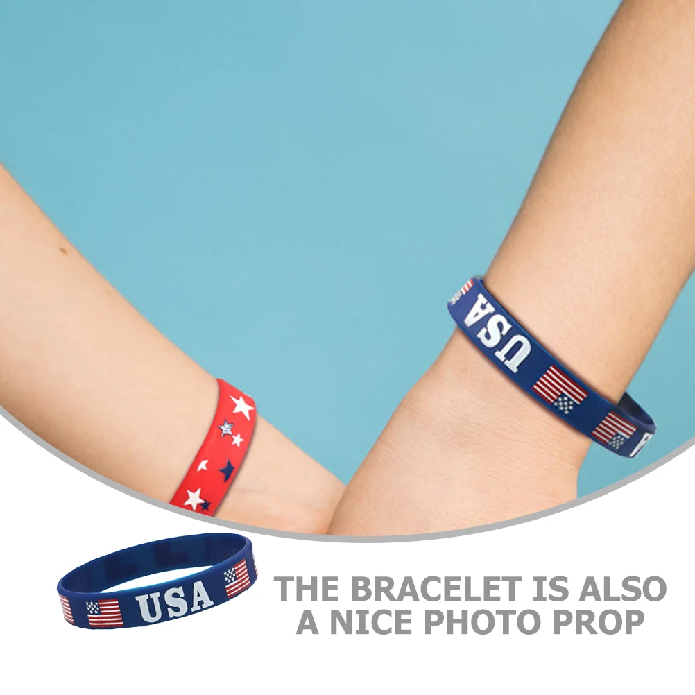 12 pezzi braccialetti con bandiera americana braccialetti in silicone gioielli per il Giorno dell'Indipendenza decorazioni multicolori in gel di silice per celebrazioni