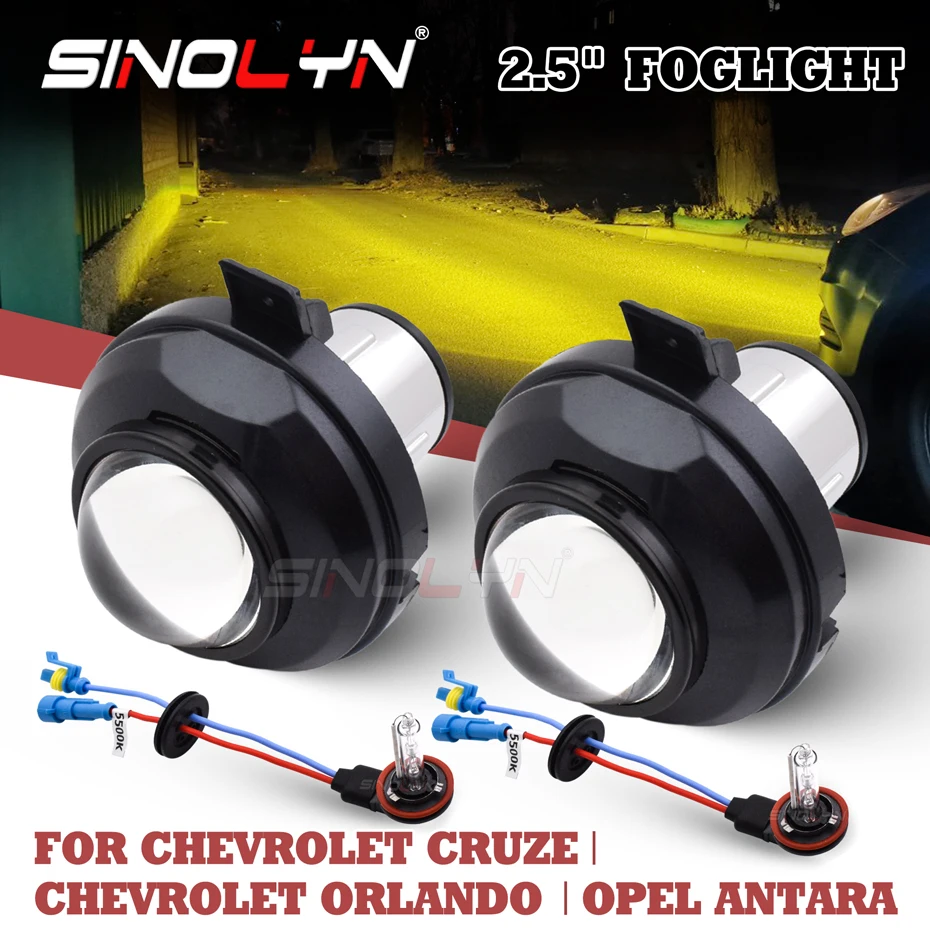 

Sinolyn Bi Xenon противотуманные фары для Chevrolet Cruze/Orlando/Opel Antara H11 H8 H9 HID проекторные линзы Светодиодные фары аксессуары для автомобилей птф Bi xenon биксеноновые линзы 2.5 комплект