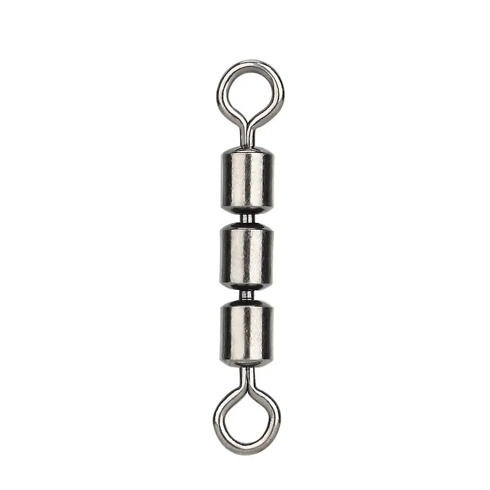 

10PCS High Speed 3 Roller Swivels High Tensile Quick Connect Fishing Barrel Swivels Triple Bearing Rolling Solid Rings