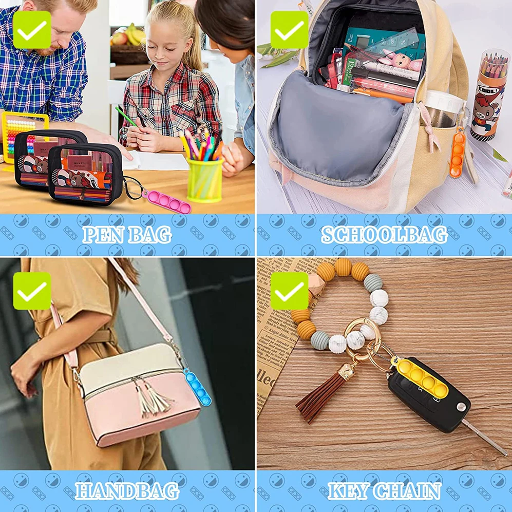 30 Stück Mini Pop Schlüsselanhänger Zappelspielzeug Push Pop Bulk Schlüsselanhänger Partygeschenke für Kinder Pop Bubble Toys Pack Jungen Mädchen Erwachsene – Detail 2