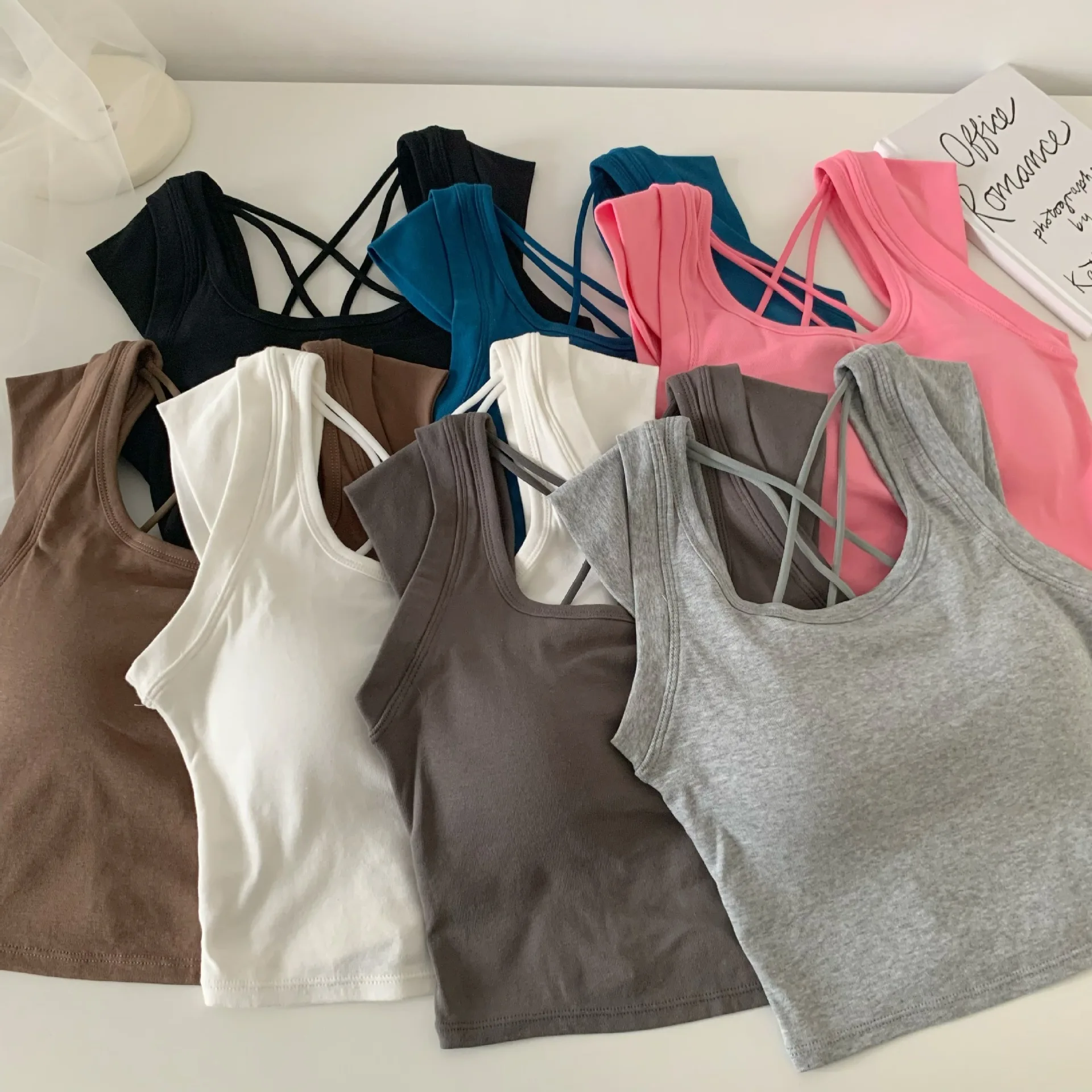 Backless Top Sexy Crop Top Women Summer Clothes Square Neck Corset Top Y2K Clothes 2024 Solid Bustier Streetwear Black Tank Top