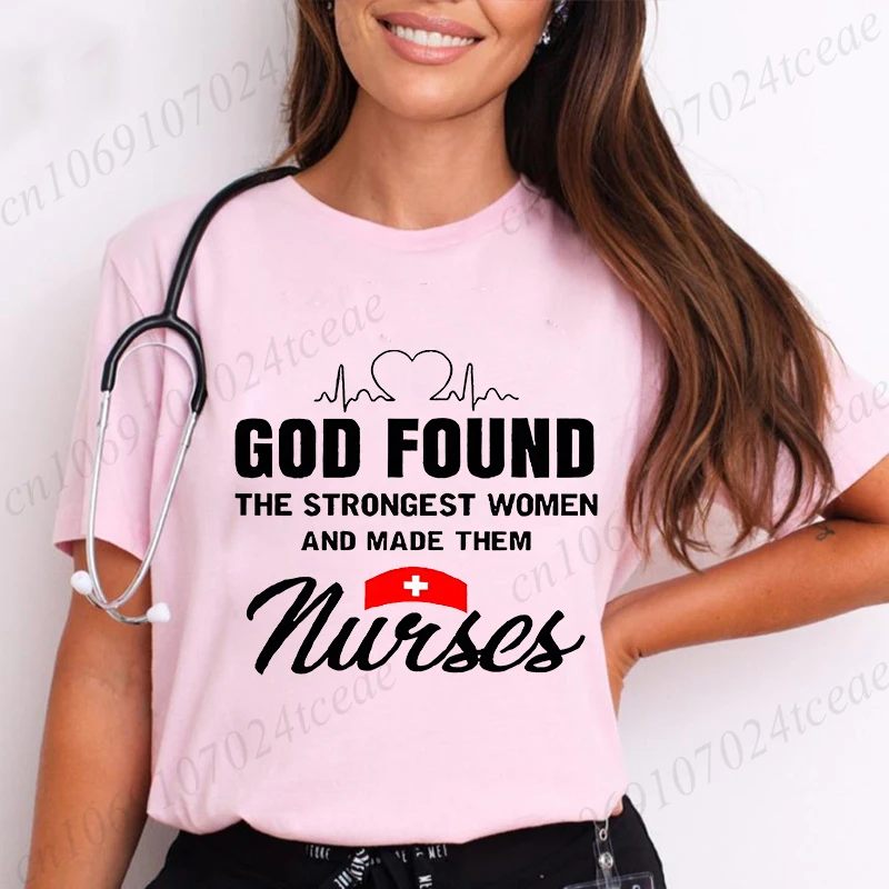 GOD FOUND Nurses Print Women T Shirt Tops Short Sleeve O Neck Loose Women Tshirt Ladies Tee Shirt Fashion Tops Camisetas Mujer