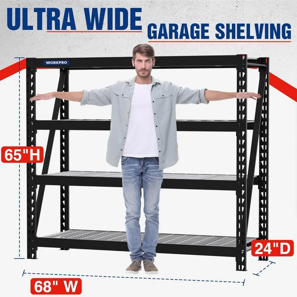 

Garage Shelving, 68" W x 24" D x 65" H, 7200 LBS Load, Heavy Duty Metal Shelving for Storage, Industrial Shelving Storag