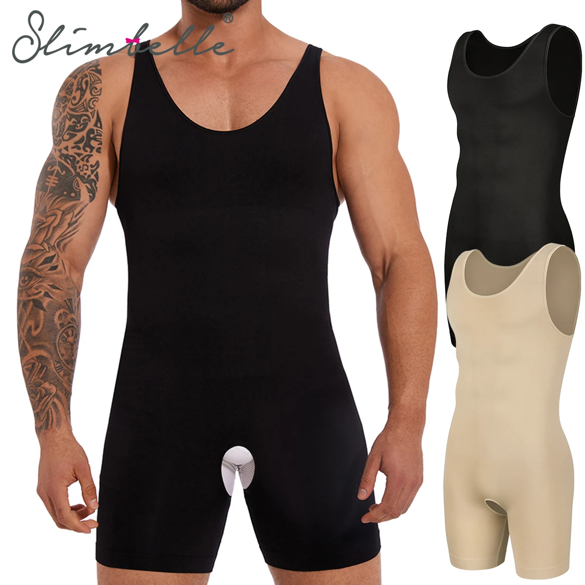 Ropa interior moldeadora de cuerpo completo para hombre, Body de compresión de Abdomen adelgazante, Control de barriga, moldeador de estómago plano,