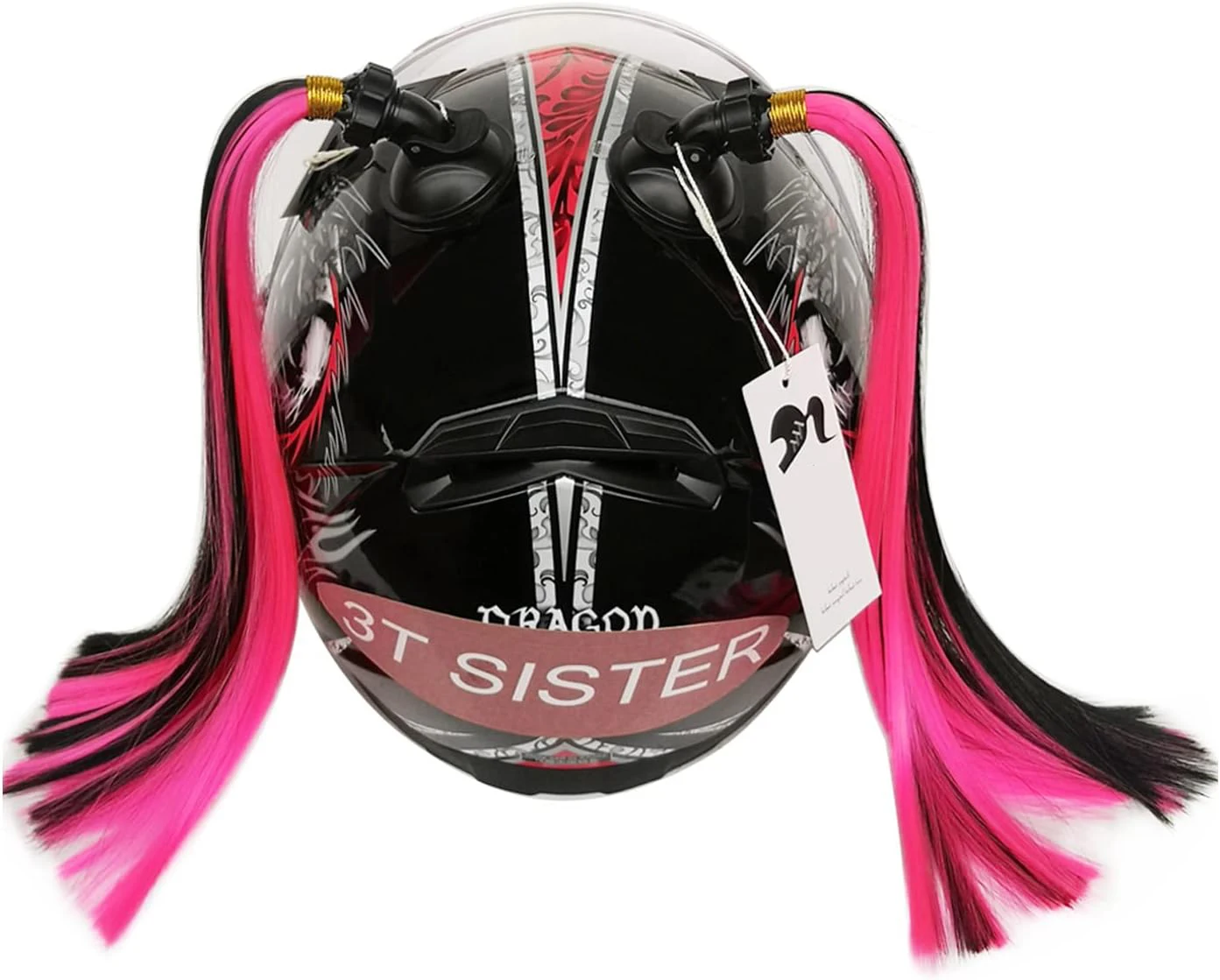 Casque de moto à double queue de cheval décoré avec des tresses de queue de cheval et une aspiration, accessoire de casque standard, pas de casque, 14 ", 2 pièces