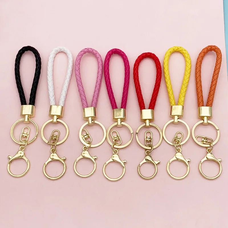 Pu Leather Braided Rope Keychain For Women Men Woven Rope Keyring DIY Bag Pendant Keyring Car Key Holder Trinket Jewelry Gift