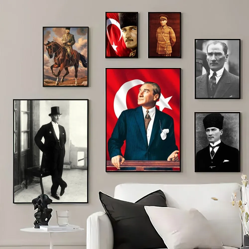 Peinture sur toile de Turquie Mustnotifal Kemal Ataturk, impressions murales, décoration de la maison, salon