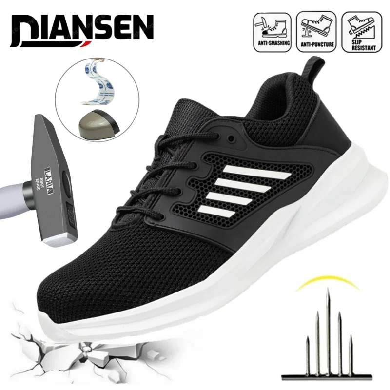 

Steel Toe Protective Work Shoes Anti Smash Safety Shoes Men Women Light Work Breathable Anti-Stab Indestructible Shoes Sneakers