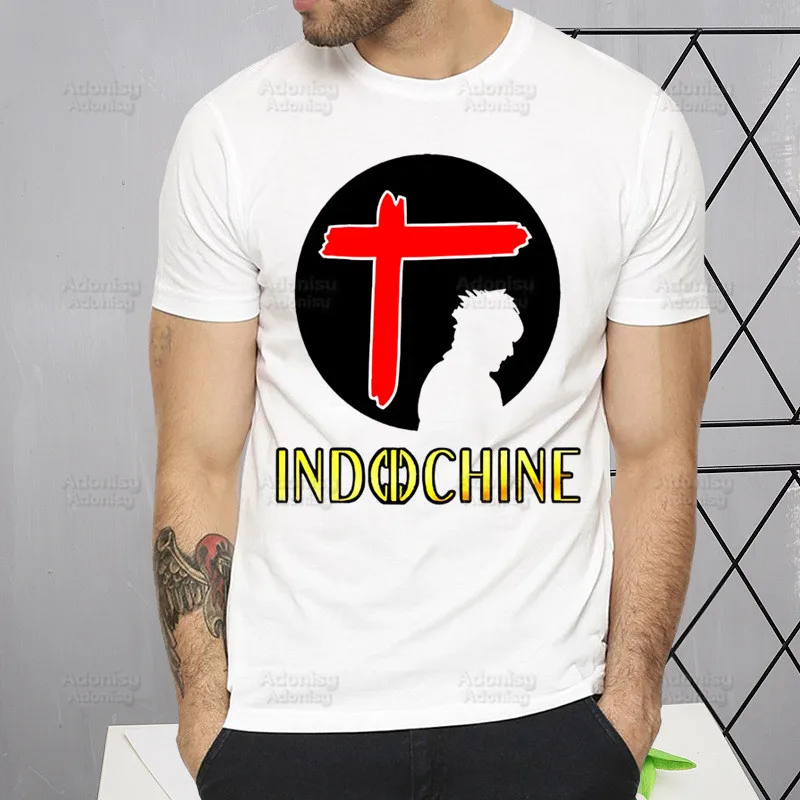 Indochine French Band T Shirt Fashion Print Pop Rock Wave Tshirt Summer Mens Novelty Short Sleeve T-shirt Men Funny Tops