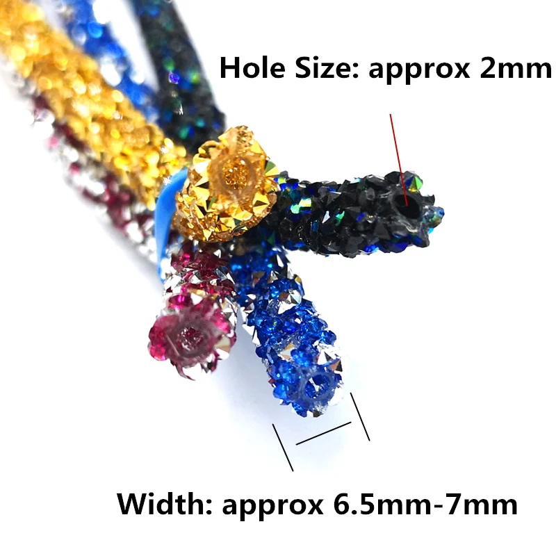 1 yard 7mm Rhinestone Tube Cord Rope Resin Rhinestone Chain Sew On Trims Wedding Dress Costume Applique