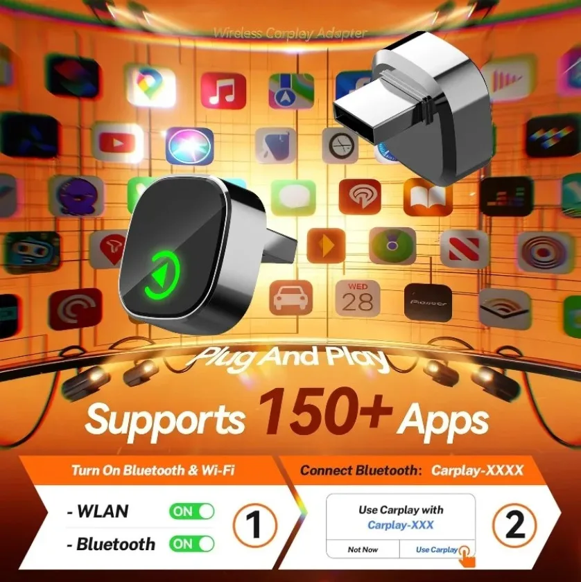 دونجل CarPlay اللاسلكي محول تلقائي Android 2in1 أنظمة السيارة الذكية AI صندوق ذكي للسيارة مع CarPlay السلكي #5