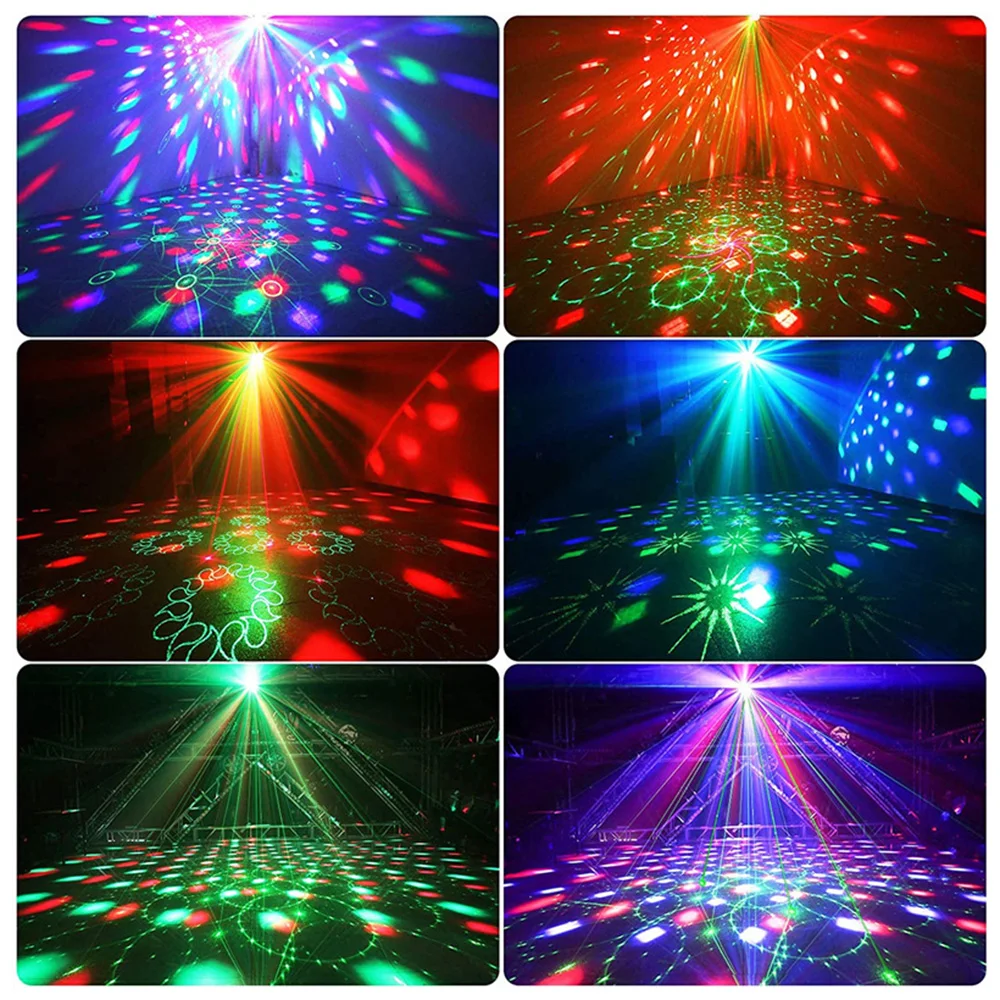 Luci per feste a casa luci a sfera da discoteca con luce Laser rosso verde blu luci di proiezione DJ Stage Effect Wedding Christmas Party Lamp