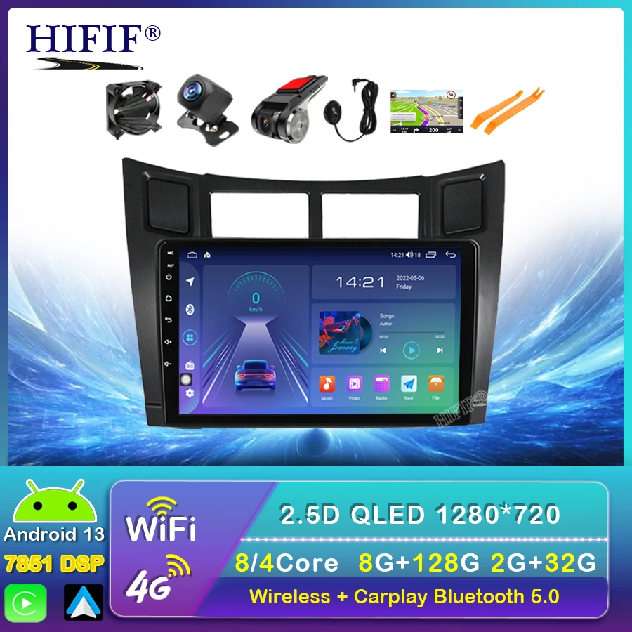 

8 core 2G+32G Android 13 For Toyota Yaris XP90 2005 - 2012 Car Radio Multimedia Video Player Navigation GPS 2 din dvd