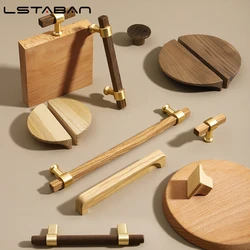 Walnut Wooden Kitchen Cabinet Knobs and Handles European Ash Shoe Cabinet Handle Gold Cupboard Door Pulls Door Hardware