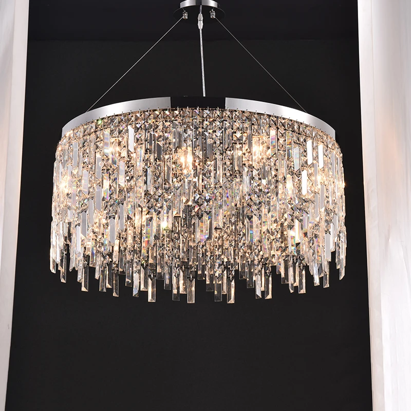 

Modern Living Dining Room Stainless Steel Crystal Chandelier Nordic Hotel Decorative Pendant Light