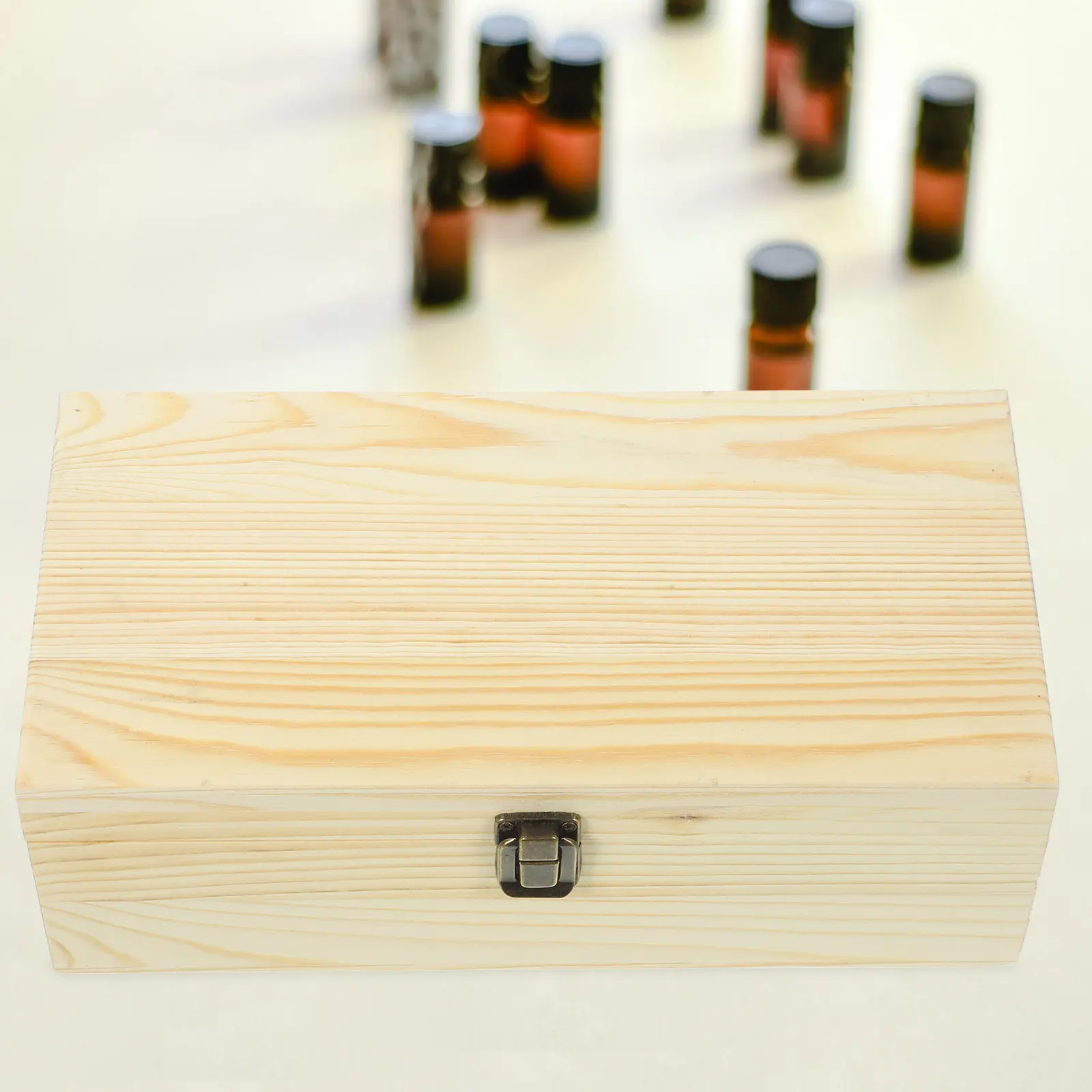 

Essential Oil Storage Box Wooden Organizer for 32 Bottles Portable Travel Safe Protection Lightweight Sturdy Display