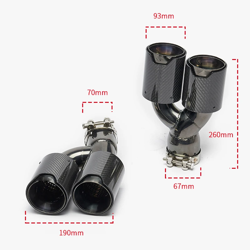 Dual Out Exhaust Tip Carbon Fiber Muffler Tip H Shape Tailpipe For BMW 525i 528i 530i G30 G38 2018 5 series Exhaust Tip Nozzle