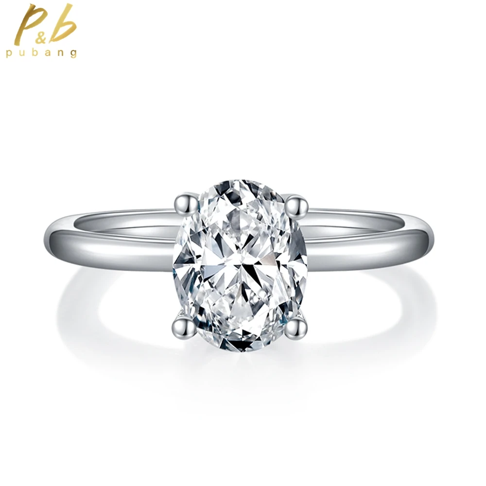 

PuBang Fine Jewelry 100% 925 Sterling Silver 2CT 7*9MM GRA Moissanite Oval Diamond Ring for Women Anniversary Gift Free Shipping