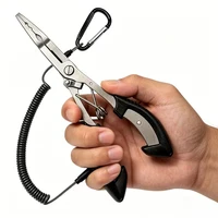 Multifunctional Fishing Pliers Featuring a Long-Nose Design for Hook Removal; Includes a Safety Lanyard. Lure Pliers.