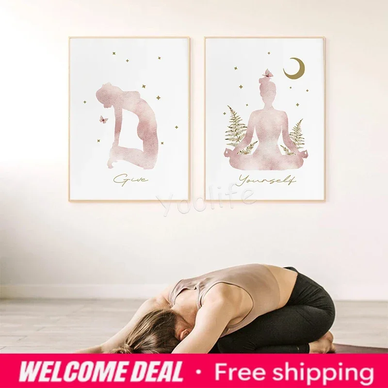 Yoga Prints Zen Wall Art Canvas Painting Meditation Poster Inhale Exhale Art Prints Wall Picture Yoga Room Gym Wall Decoratio