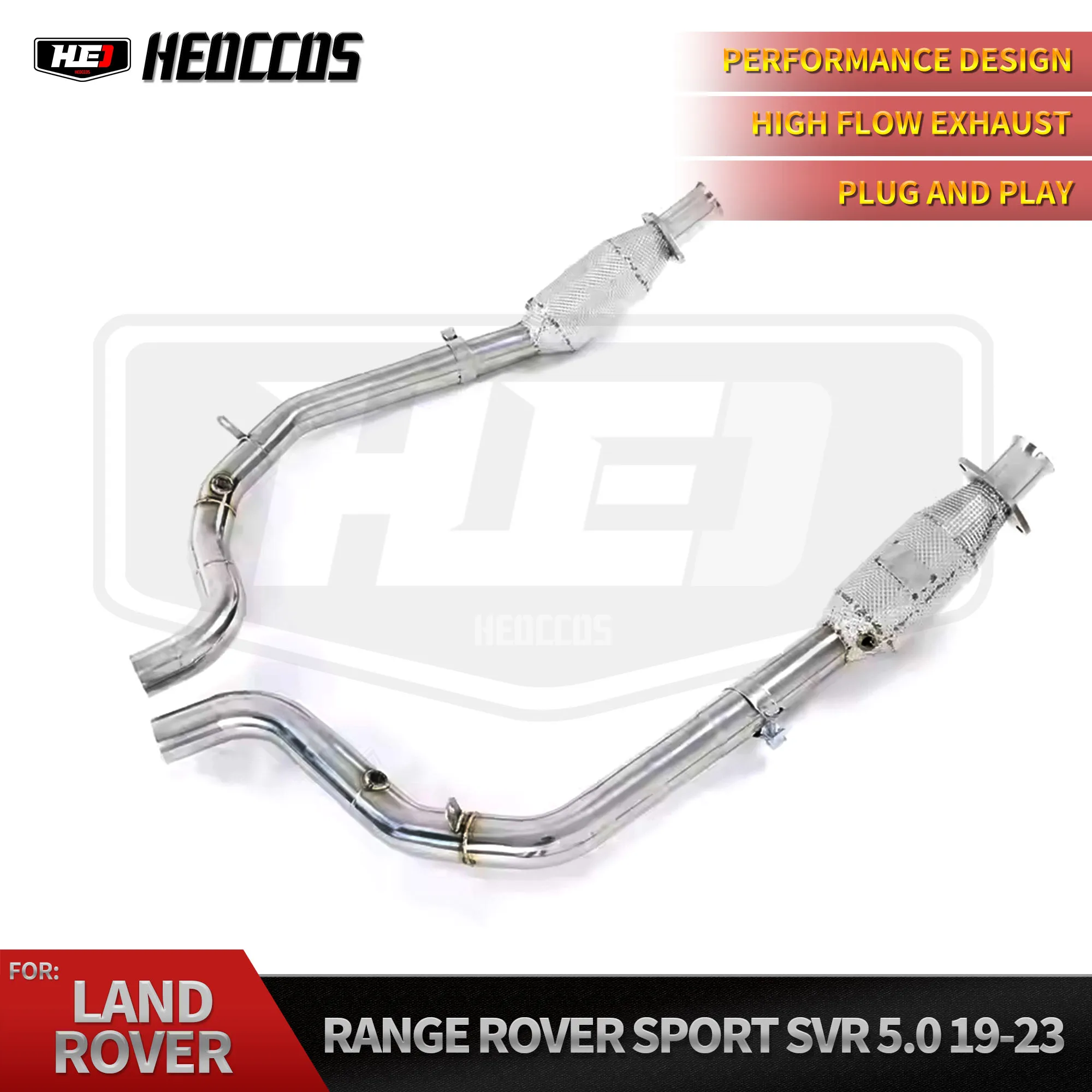 HEO Bolt‑on Downpipe With Heat Shield For Land Rover Range Rover Sport SVR 5.0 2019‑2023 Custom‑Fit Aftermarket Part