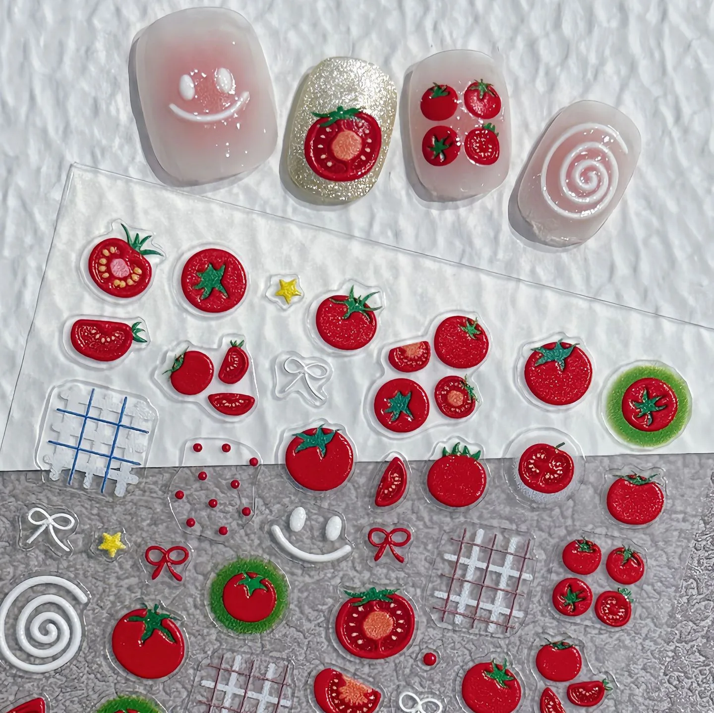 3D Relief Tomato Stickers DIY Camera Mobile Phone Tablet Deco Sticker Self Adhesive Art Stationery Sticker