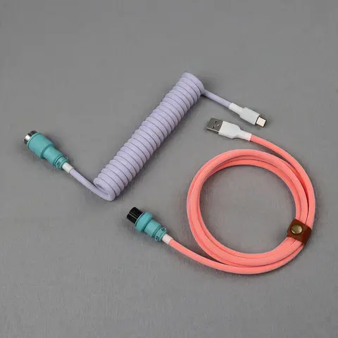 기계식 게임용 키보드용 LANO USB A - 유형 C GX16 분리형 Aviator 코일 전원 케이블이 있는 이중 슬리브 와이어