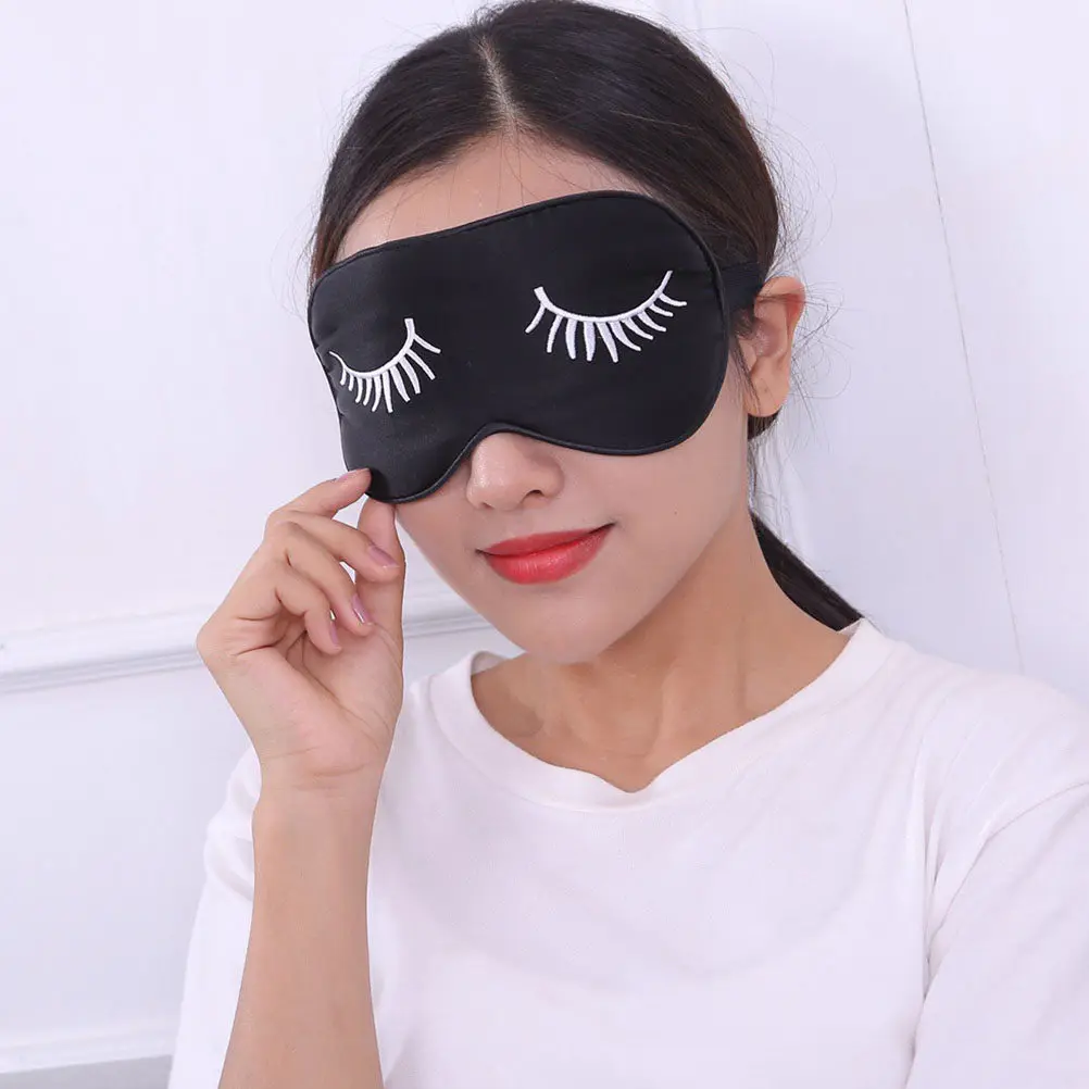 Silk Eyepatch with Adorable Cartoon Patterns Elastic Strap Eye Mask Sleep Aid Light Blocking Eye Edema Relief Comfortable Fabric