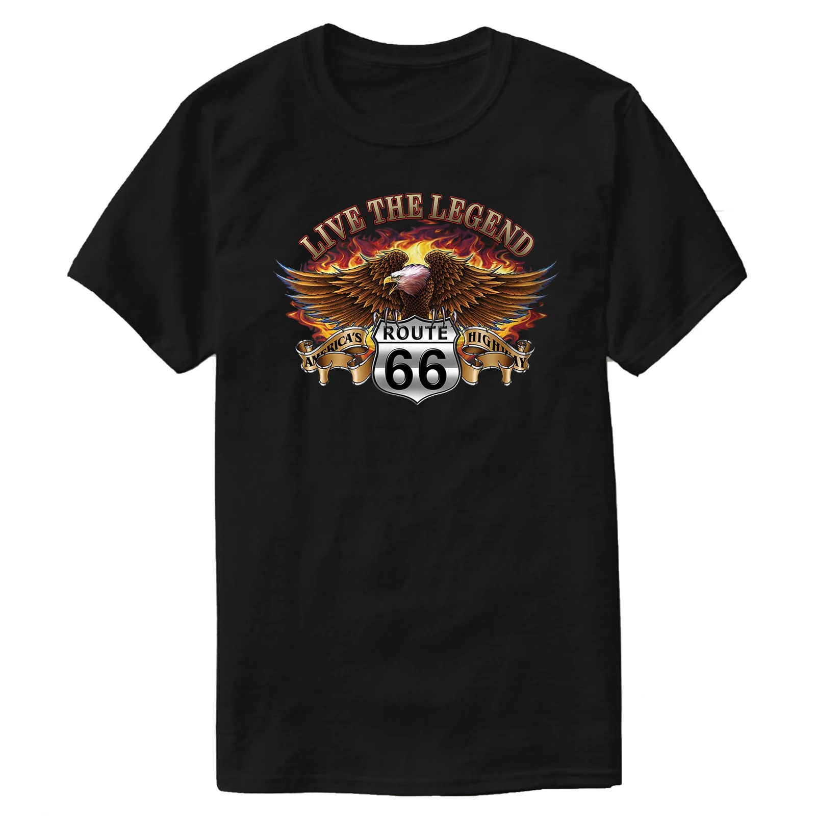 

Live The Legend Route 66 Eagle Graphic T-Shirt 100% Cotton O-Neck Short Sleeve Summer Casual Mens T-shirt