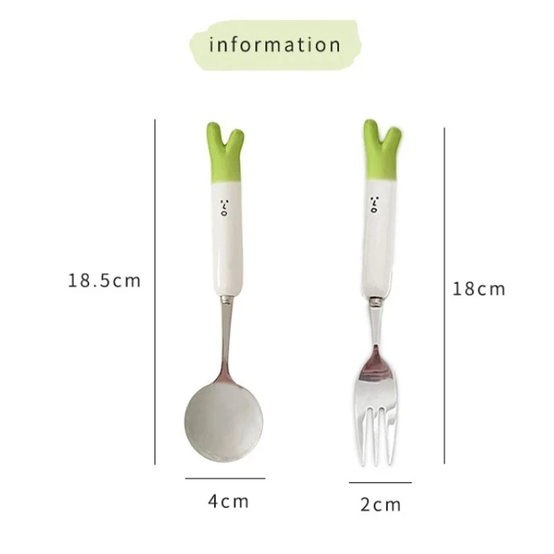 Cartoon Onion Ceramic Spoon Fork Set Tableware Portable Lunchware Stainless Steel Travel Tableware Kitchen Accessories