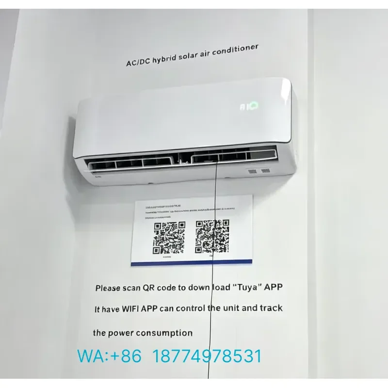 for 9000BTU AC DC Hybrid Solar Air Conditioner 1HP Wall Mounted Split System 48V DC Inverter Direct Driven AC with Zero Power